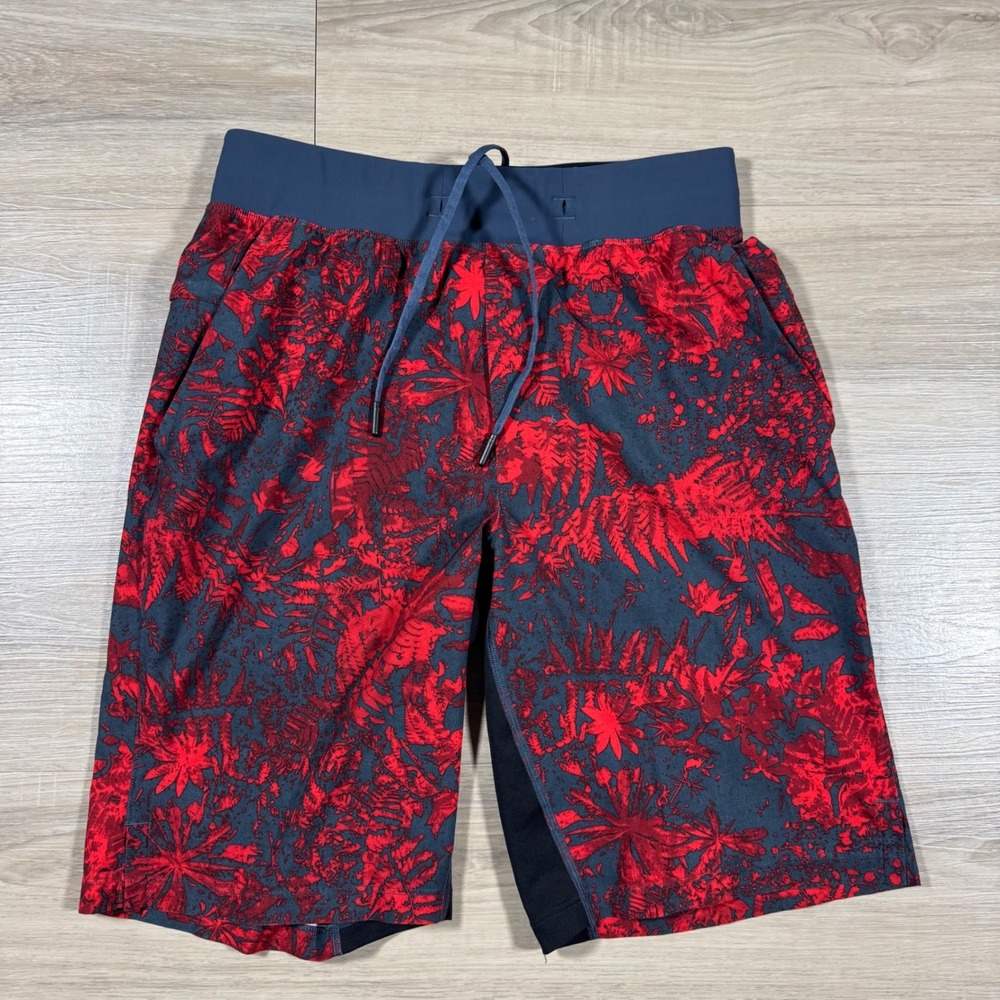 Lululemon T.H.E‎ Short Performance Red Tropical All Over Print SZ XS Drawstring